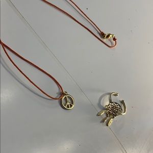 hippie ring and necklace set
